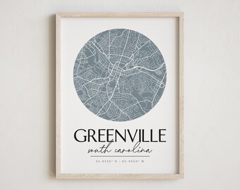Greenville South Carolina Print, Greenville City Map, Greenville Wall Art, Greenville Wall Decor, Greenville City Print, Greenville SC