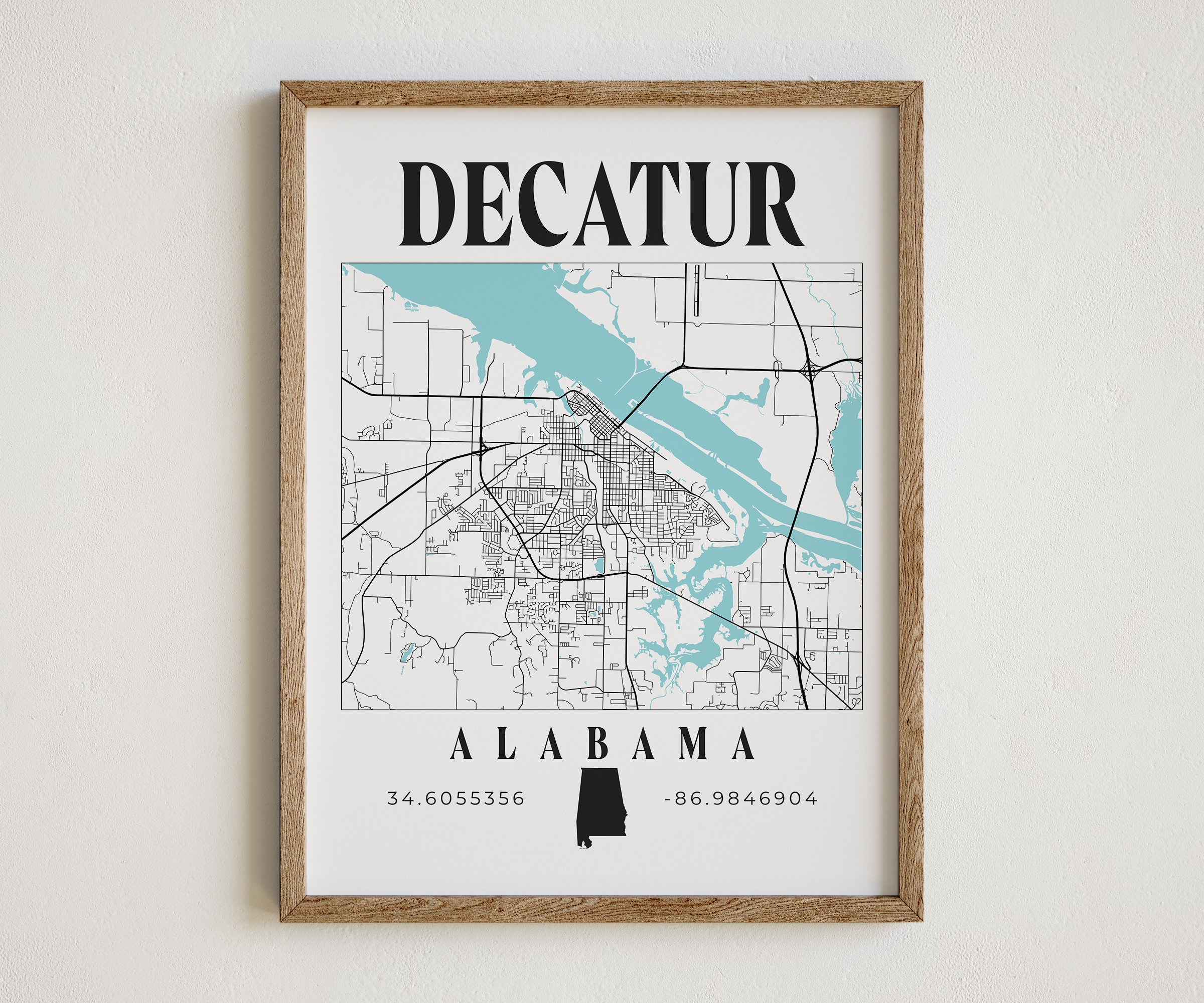 Decatur Alabama Map, Decatur Print, Alabama Decor, Alabama Map Print, Decatur, Alabama, City Print, Decatur Map Art, Travel Art