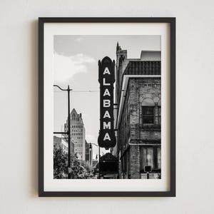 Alabama Theater, Birmingham Alabama, Downtown Birmingham, Birmingham Decor, Alabama Decor, Black and White Photography, Birmingham Wall Art