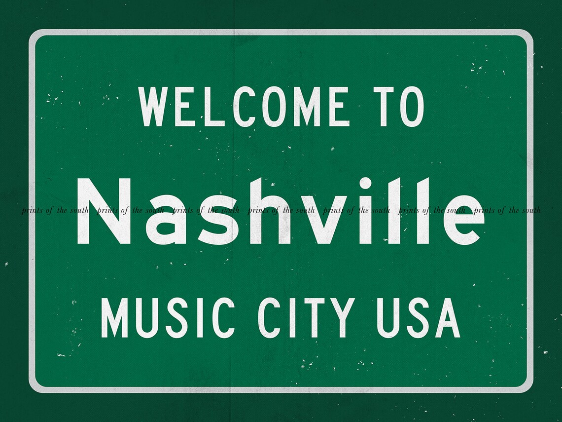 Nashville Sign Nashville Print Nashville Road Sign Etsy España