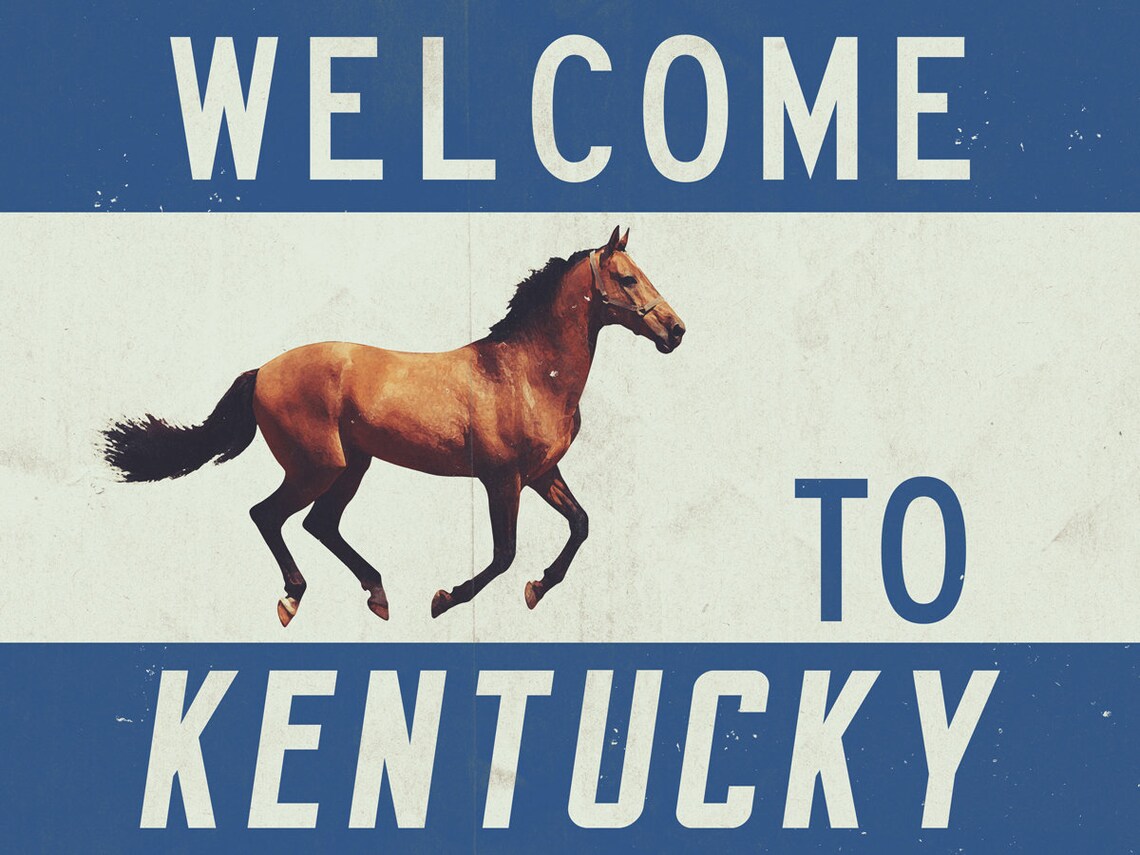 to Kentucky Print Road Sign Vintage Sign Etsy
