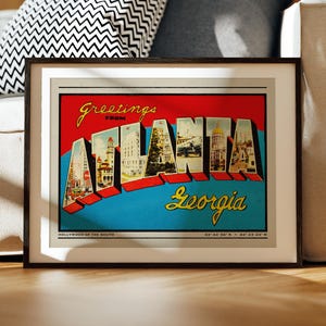Atlanta Georgia Print, Retro Atlanta Decor, Vintage Georgia, Retro Art Decor, Atlanta Poster, Georgia Wall Art, Atlanta Wall Decor