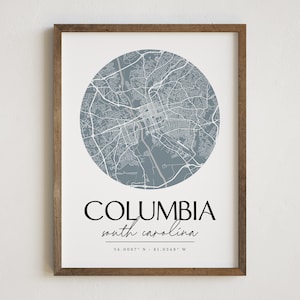 Columbia Map, Columbia, South Carolina, Map Print, Columbia Print, City Print, Map of Columbia SC, South Carolina Decor,