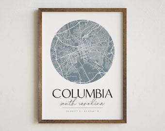 Columbia Map, Columbia, South Carolina, Map Print, Columbia Print, City Print, Map of Columbia SC, South Carolina Decor,