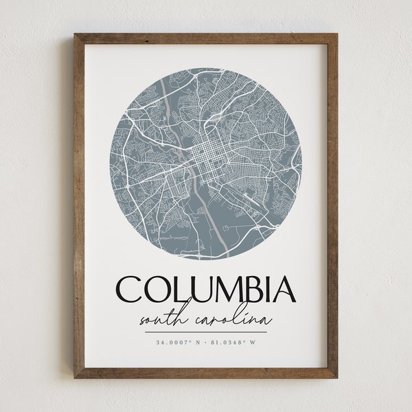 Columbia Map, Columbia, South Carolina, Map Print, Columbia Print, City Print, Map of Columbia SC, South Carolina Decor,