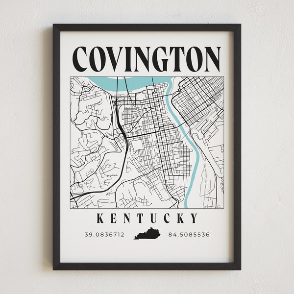 Covington Kentucky, Covington Map, Covington Print, Kentucky Wall Art, Kentucky Map, Covington Map Art, City Print, City Map