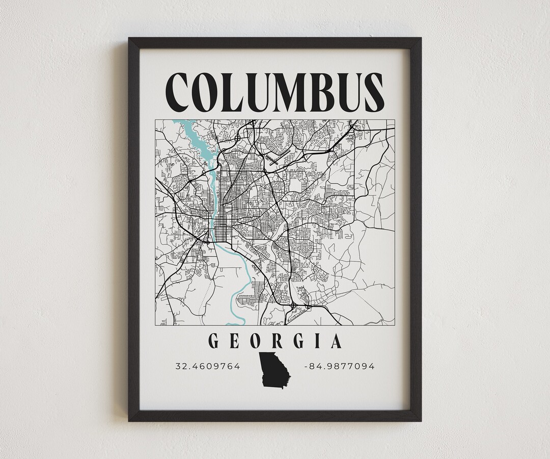 Columbus Columbus City Print, Map of Columbus GA, Map