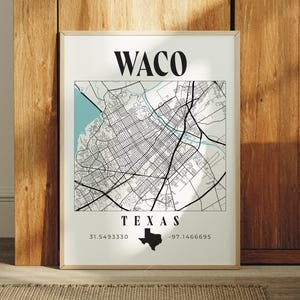 Waco Texas Print, Waco Map, Texas Print, City Print, Grid Art, Modern Print, City Map Print, Waco Wall Decor, Map of Waco