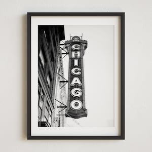 Vintage Chicago Photo, Black and White Chicago Photography, Chicago Wall Art, Chicago Theatre, Historic Landmark, Chicago Illinois