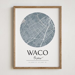 Waco Texas Map, Waco Print, Texas Wall Art, Modern City Map, Waco Wall Art, Map of Waco