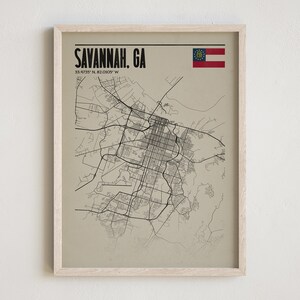 Savannah Georgia Print, Modern Vintage Style, Savannah Wall Art, Vintage Style Georgia Print, Savannah Poster, Savannah GA Home Decor