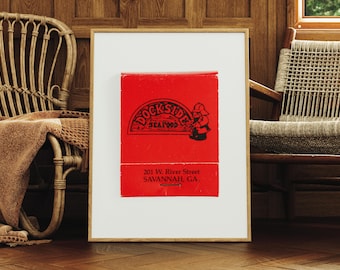 Fotografía de Savannah Matchbook, decoración con cerillas vintage, obra de arte retro efímera.