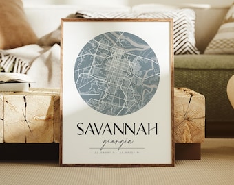 Map of Savannah Georgia, Savannah Print, City Grid Print, Savannah Map Print, Savannah Wall Decor, Modern Print, Map Art, City Map