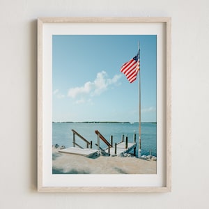 Florida Keys Photography, Beach Photography, Islamorada, Florida, Florida Keys Decor, American Flag Photo, Coastal Wall Art