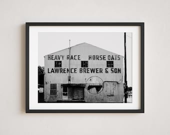 Lexington Kentucky Horse Racing, Horse Oats, Black and White Photography Feed Store