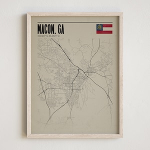 Macon Georgia Print, Modern Vintage Style, Macon Wall Art, Vintage Style Georgia Print, Macon Poster, Macon GA Home Decor, Travel Art