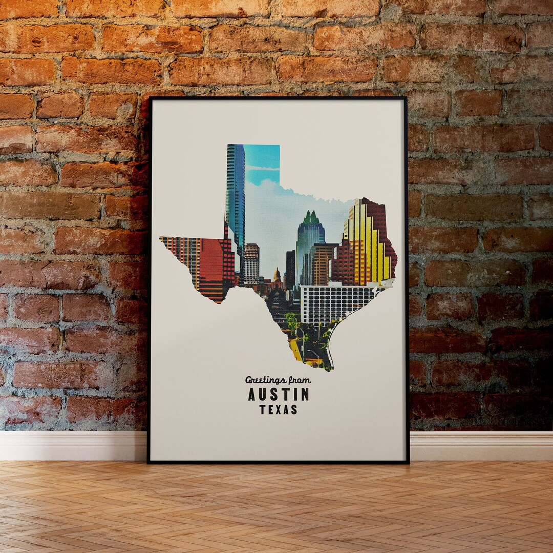 Austin Texas Print, Austin Wall Art, Austin TX Poster, Greetings From