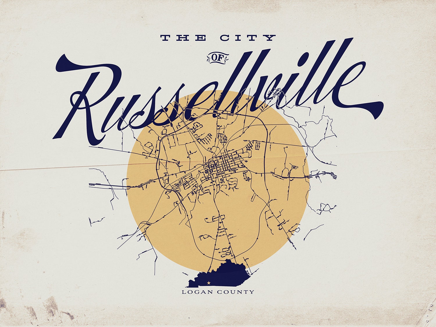 City of Russellville Map Russellville Kentucky Logan Etsy