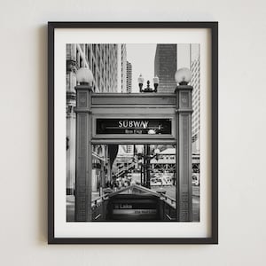 Chicago Subway Photo, Black and White Chicago Photography, Chicago Wall Art, State Street, Red Line, Chicago L System, Chicago Illinois
