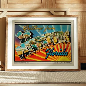 St Petersburg Florida Print, Retro Print, Vintage Florida Print, Retro Art, Vintage Decor, St Petersburg Poster, St. Petersburg Florida Art