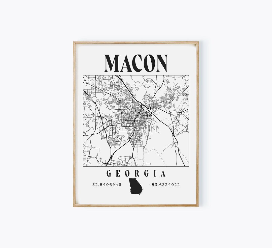 Macon Georgia Macon Map Macon Print Georgia Decor Macon - Etsy