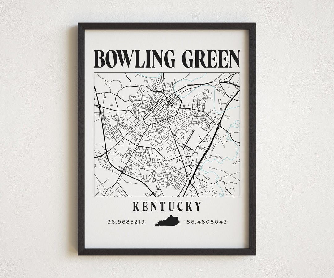 Bowling Green, Kentucky, Bowling Green Map, Bowling Green Print ...