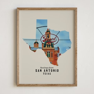 San Antonio Texas Print, San Antonio Wall Art, San Antonio Poster, Greetings from Print, San Antonio Wall Decor, Texas Home Decor, Retro Art