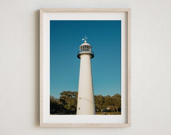 Biloxi Mississippi Photography, Biloxi Lighthouse Photo, Mississippi Wall Art, Lighthouse Print, Gulf of Mexico Decor, Biloxi Home