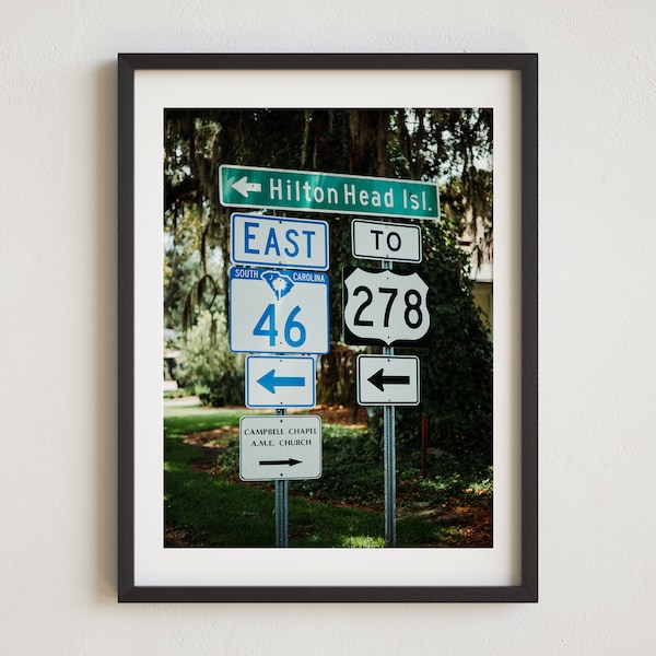 Hilton Head Island Photography, Hilton Head Road Sign, Hilton Head Photo, Beach Photography, Lowcountry Decor, Hilton Head Print