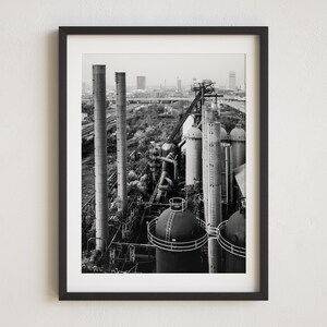 Vintage Birmingham Photo, Sloss Furnaces, Alabama Photography, Birmingham Print, Black and White Birmingham, Magic City, Sloss Furnace Print