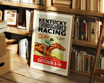 Horse Racing Decor, Kentucky Print, Horse Racing Print, Thoroughbred Horse Racing, Kentucky Horse Racing, Kentucky Wall Art, Horse Poster