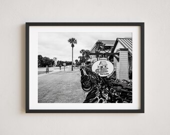 Black and White 30A Photo, Biking on Highway 30A, Gulf Coast Beach