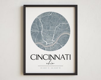 Cincinnati Print, Map of Cincinnati, City Map, Cincinnati Ohio Map, Map Print, Cincinnati Wall Decor, Cincinnati Map