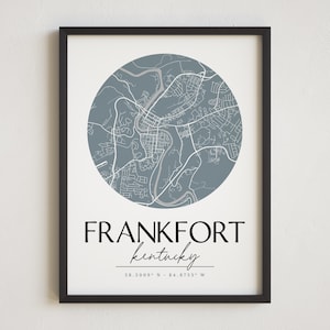 Frankfort Kentucky Print, Frankfort Map, Frankfort Poster, Kentucky Art, Kentucky Map, Frankfort Map Art, City Print, City Map, Frankfort Ky