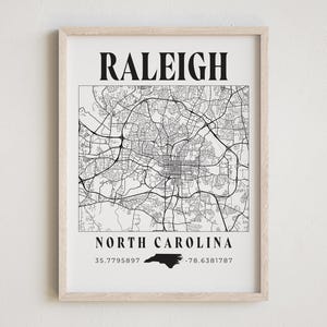 Raleigh North Carolina Print, Raleigh, North Carolina Map, Raleigh NC Map Print, Raleigh Street Map, Modern Wall Decor, Raleigh Map Art