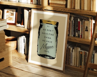 Mason Jar Wall Art, Southern Home Decor, Mason Jar Print, Kitchen Decor, Farmhouse Home Decor, Vintage Style Wall Art