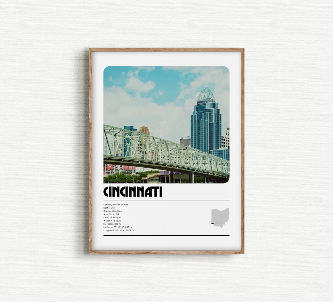 Cincinnati Print, Cincinnati, Ohio Wall Art, Cincinnati Poster