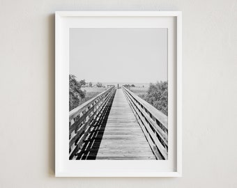 Beach Photography, Black and White Hilton Head Photo, Fish Haul Beach Print, Hilton Head Beach, Lowcountry Decor, Coastal Decor, Boardwalk