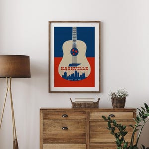Nashville Print, Music City USA Print, Nashville Poster, Nashville Wall Decor, Nashville Tennessee Wall Art, Music City Poster, Nashville TN afbeelding 2
