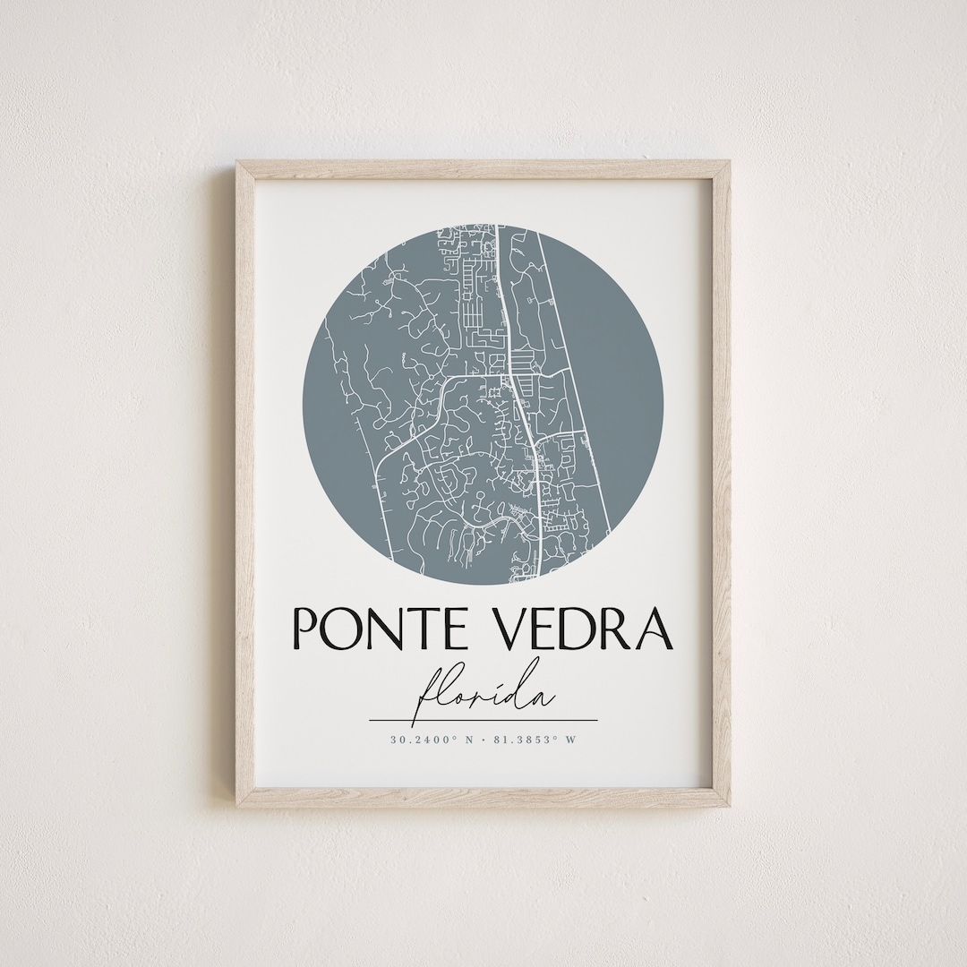 Ponte Vedra Florida, Ponte Vedra Map, Ponte Vedra Print, Florida Decor