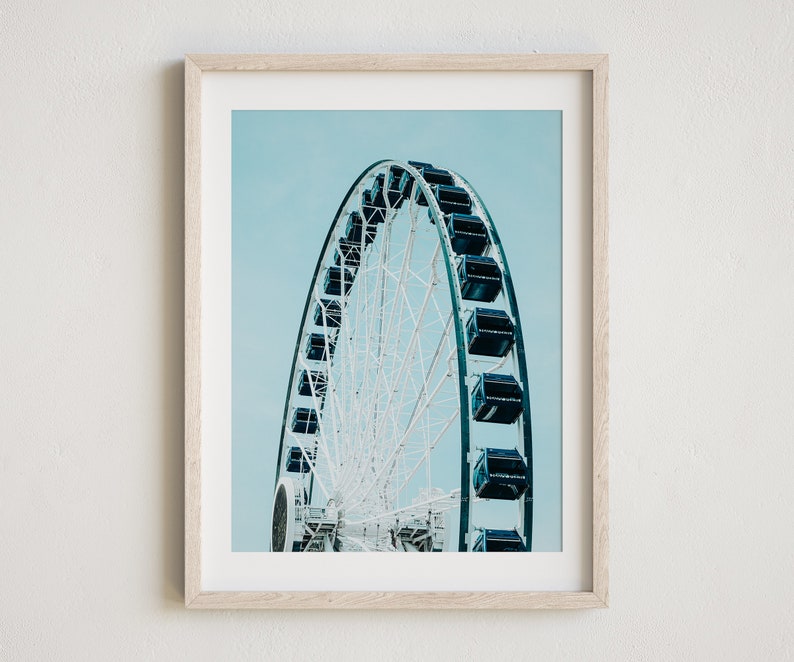 Chicago Ferris Wheel Photo, Navy Pier, Lake Michigan, Chicago Photography, Downtown Chicago Print, Chicago Illinois, Chicago Wall Art image 1