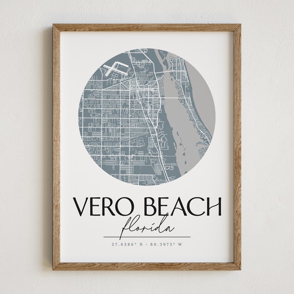 Vero Beach Florida, Vero Beach Map, Vero Beach Print, Florida Decor, Vero Beach Map Print, Modern Wall Decor, Modern Print, Travel Art