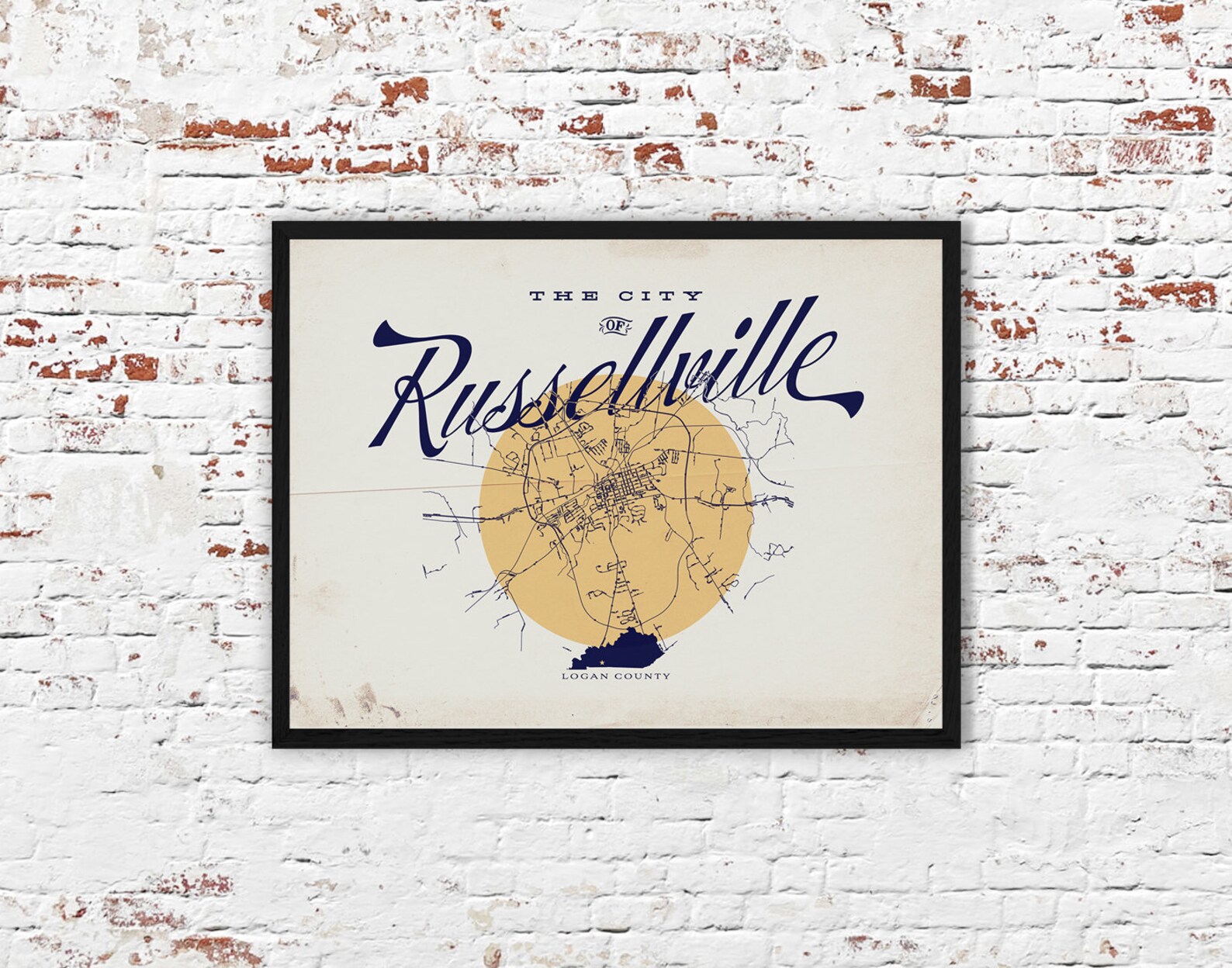 City of Russellville Map Russellville Kentucky Logan Etsy