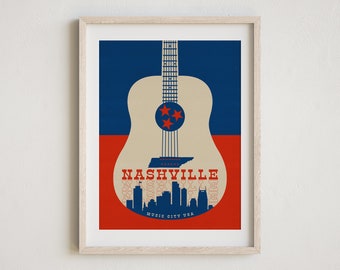 Nashville Print, Music City USA Print, Nashville Poster, Nashville Wall Decor, Nashville Tennessee Wall Art, Music City Poster, Nashville TN