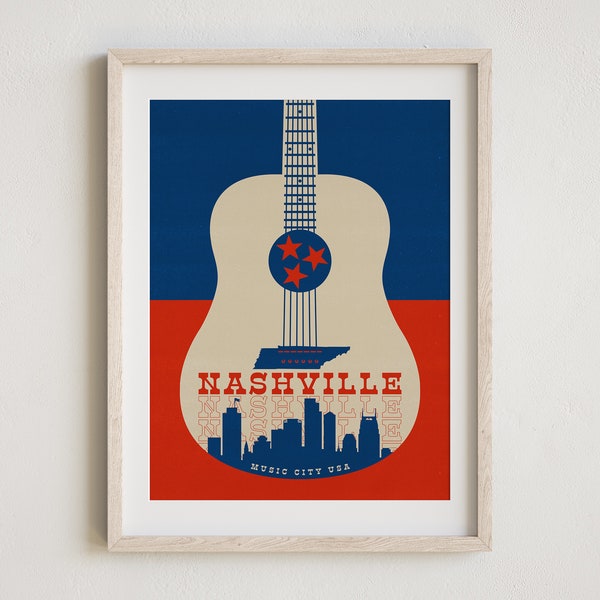 Nashville Print, Music City USA Print, Nashville Poster, Nashville Wall Decor, Nashville Tennessee Wall Art, Music City Poster, Nashville TN