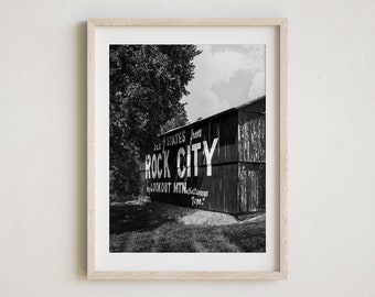 See Rock City Barn Photo, Vintage Barn Ad, Black and White Rock City Barn Photography, Tennessee Barn, Americana Decor, Chattanooga Decor