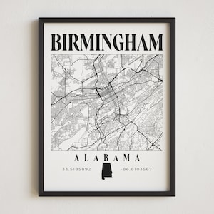Birmingham Map, Birmingham Print, Alabama Decor, Birmingham Map Print, Birmingham, Alabama, City Print, Birmingham Map Art, Travel Art