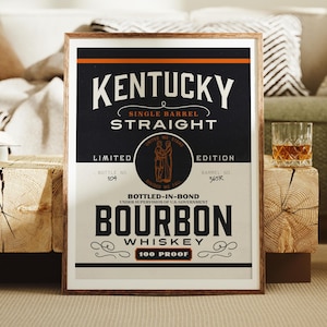 Kentucky Bourbon Print, Kentucky Print, Bourbon Print, Man Cave Decor, Speakeasy Wall Art, Bourbon Decor, Bourbon Whiskey Decor, Bar Decor