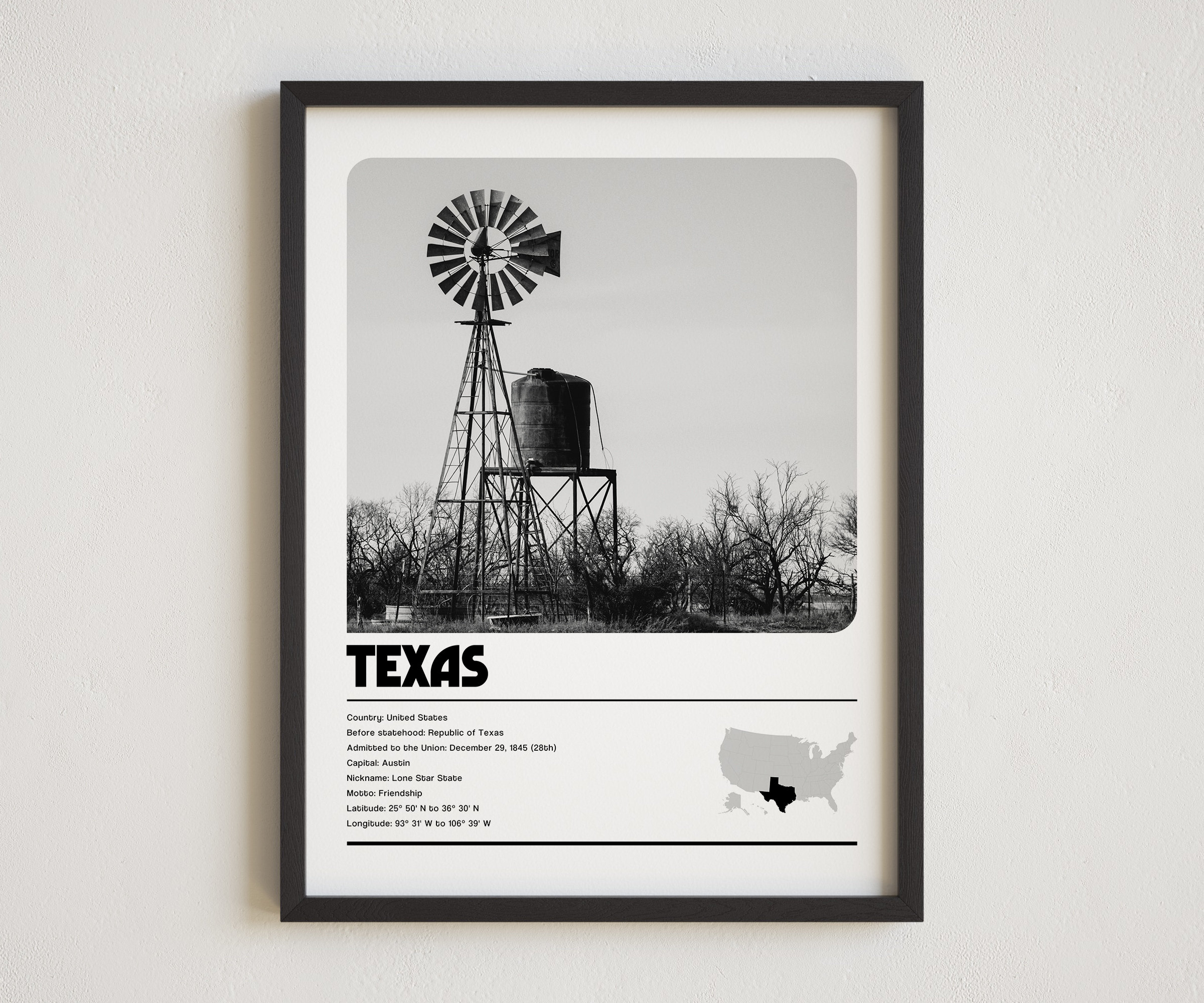 Texas Star Black And White