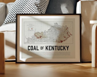 Kentucky Coal Fields Map, Kentucky Coal Print, Retro Kentucky Decor, Vintage Kentucky Print, Retro Art, Vintage Decor, Kentucky Poster